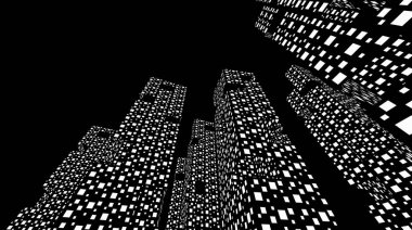 Arkaplanda mimari bina 3d illüstrasyon