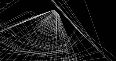 Mimari sanat konseptinde soyut çizgiler, minimum geometrik şekiller. 