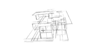 Mimari sanat konseptinde soyut çizgiler, minimum geometrik şekiller. 