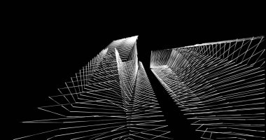 Mimari sanat konseptinde soyut çizgiler, minimum geometrik şekiller. 