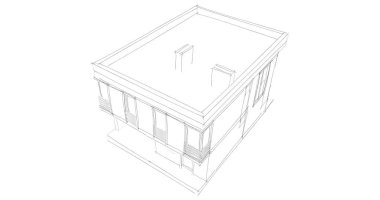 Arkaplanda mimari bina 3d illüstrasyon