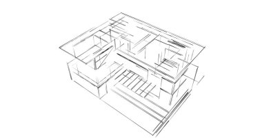 Mimari sanat konseptinde soyut çizgiler, minimum geometrik şekiller. 