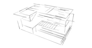 Arkaplanda mimari bina 3d illüstrasyon