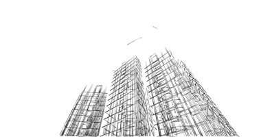 Mimari sanat konseptinde soyut çizgiler, minimum geometrik şekiller. 