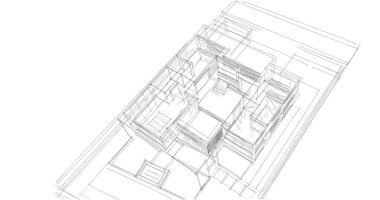 Mimari sanat konseptinde soyut çizgiler, minimum geometrik şekiller. 
