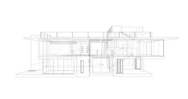 Arkaplanda mimari bina 3d illüstrasyon