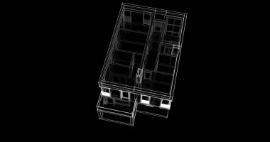 Arkaplanda mimari bina 3d illüstrasyon