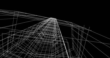 Mimari sanat konseptinde soyut çizgiler, minimum geometrik şekiller. 