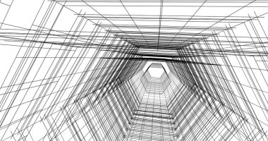 Arkaplanda mimari bina 3d illüstrasyon