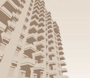 Mimari sanat konseptinde soyut çizgiler, minimum geometrik şekiller. 