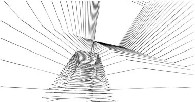 Mimari sanat konseptinde soyut çizgiler, minimum geometrik şekiller. 