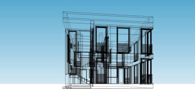 Mimari sanat konseptinde soyut çizgiler, minimum geometrik şekiller. 