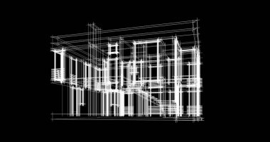 Mimari sanat konseptinde soyut çizgiler, minimum geometrik şekiller. 