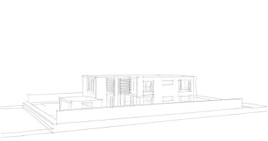 Mimari sanat konseptinde soyut çizgiler, minimum geometrik şekiller. 