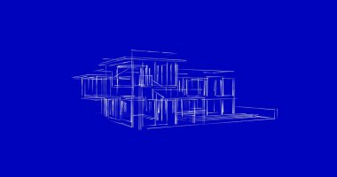 Arkaplanda mimari bina 3d illüstrasyon