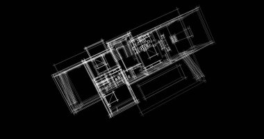 Arkaplanda mimari bina 3d illüstrasyon