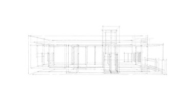 Arkaplanda mimari bina 3d illüstrasyon