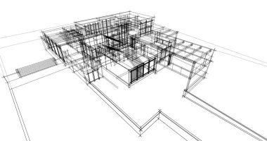 Mimari sanat konseptinde soyut çizgiler, minimum geometrik şekiller. 