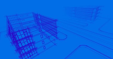 Mimari sanat konseptinde soyut çizgiler, minimum geometrik şekiller. 