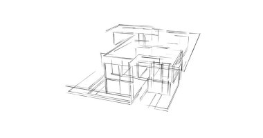 Mimari sanat konseptinde soyut çizgiler, minimum geometrik şekiller. 