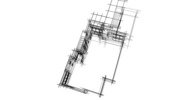Mimari sanat konseptinde soyut çizgiler, minimum geometrik şekiller. 