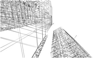 Mimari sanat konseptinde soyut çizgiler, minimum geometrik şekiller. 