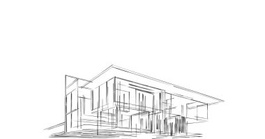 Mimari sanat konseptinde soyut çizgiler, minimum geometrik şekiller. 