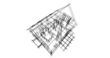 Arkaplanda mimari bina 3d illüstrasyon