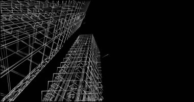 Mimari sanat konseptinde soyut çizgiler, minimum geometrik şekiller. 