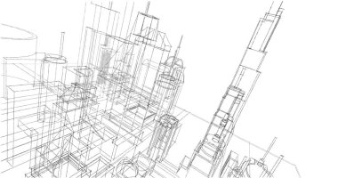 soyut mimari duvar kağıdı tasarımı, dijital konsept arkaplan