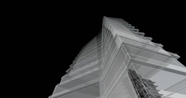 Mimari sanat konseptinde soyut çizgiler, minimum geometrik şekiller. 