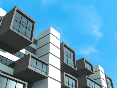 Arkaplanda mimari bina 3d illüstrasyon