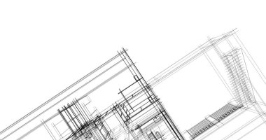 Mimari sanat konseptinde soyut çizgiler, minimum geometrik şekiller. 