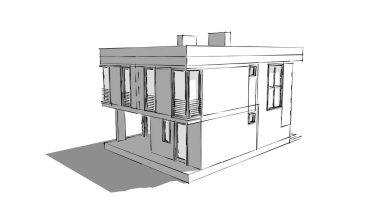 Arkaplanda mimari bina 3d illüstrasyon