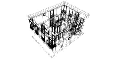 Mimari sanat konseptinde soyut çizgiler, minimum geometrik şekiller. 