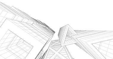 Arkaplanda mimari bina 3d illüstrasyon