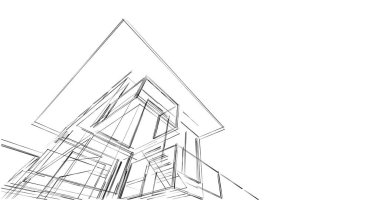 Mimari sanat konseptinde soyut çizgiler, minimum geometrik şekiller. 