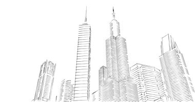 Arkaplanda mimari bina 3d illüstrasyon