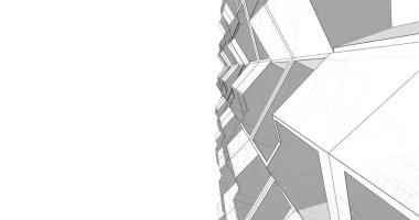 Mimari sanat konseptinde soyut çizgiler, minimum geometrik şekiller. 