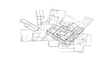 Mimari sanat konseptinde soyut çizgiler, minimum geometrik şekiller. 