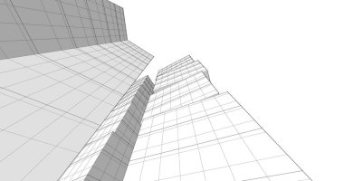 Arkaplanda mimari bina 3d illüstrasyon