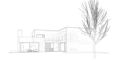 Mimari sanat konseptinde soyut çizgiler, minimum geometrik şekiller. 