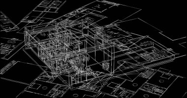 Mimari sanat konseptinde soyut çizgiler, minimum geometrik şekiller. 