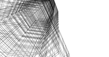 Arkaplanda mimari bina 3d illüstrasyon