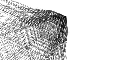 Arkaplanda mimari bina 3d illüstrasyon