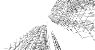 Mimari sanat konseptinde soyut çizgiler, minimum geometrik şekiller. 