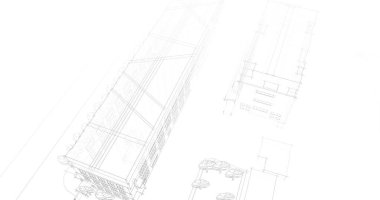 Mimari sanat konseptinde soyut çizgiler, minimum geometrik şekiller. 