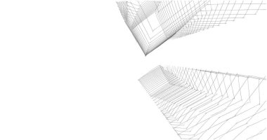 Mimari sanat konseptinde soyut çizgiler, minimum geometrik şekiller. 