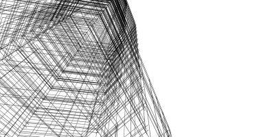 Arkaplanda mimari bina 3d illüstrasyon