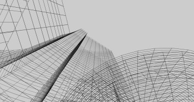 Mimari sanat konseptinde soyut çizgiler, minimum geometrik şekiller. 